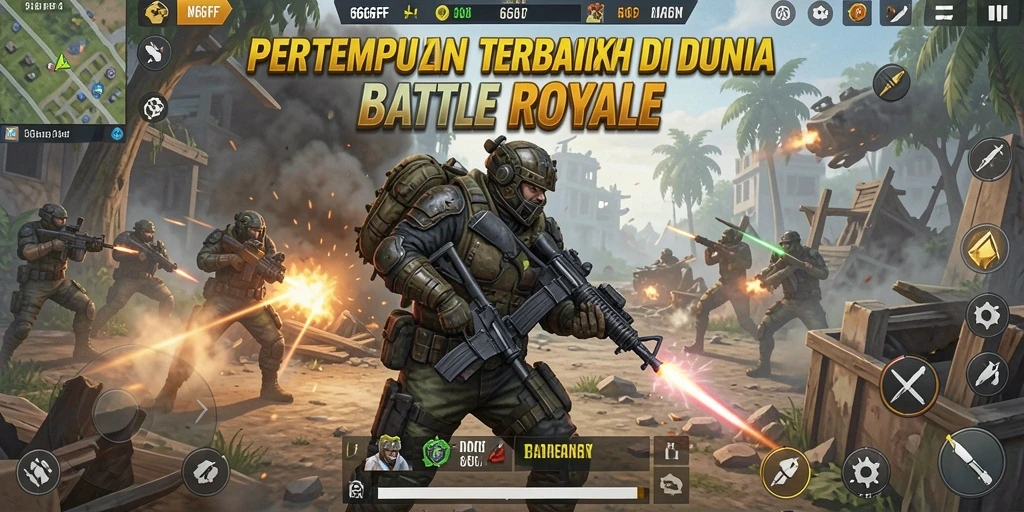 Tangkapan layar yang menunjukkan aksi intens dalam pertempuran Battle Royale.