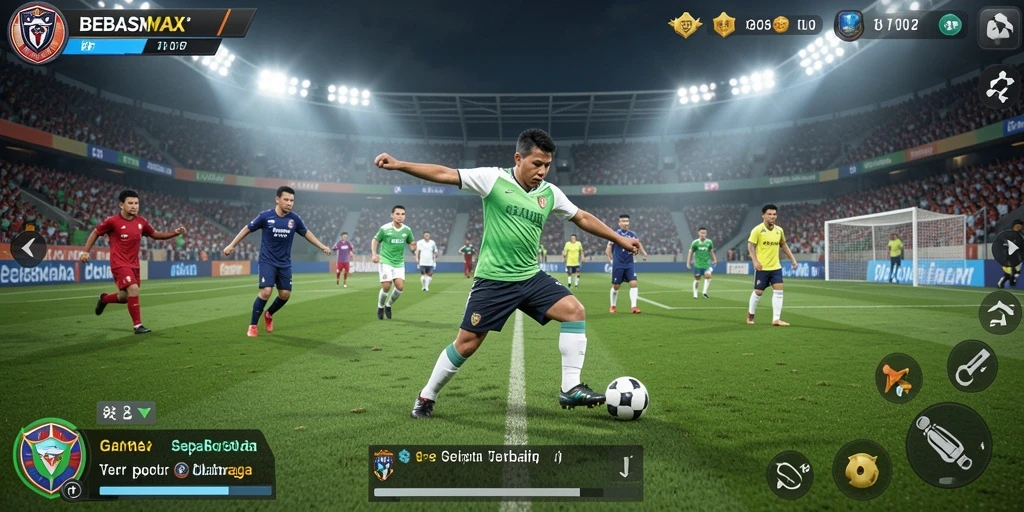 Tampilan gameplay sepak bola yang mendebarkan di BEBASMAX.