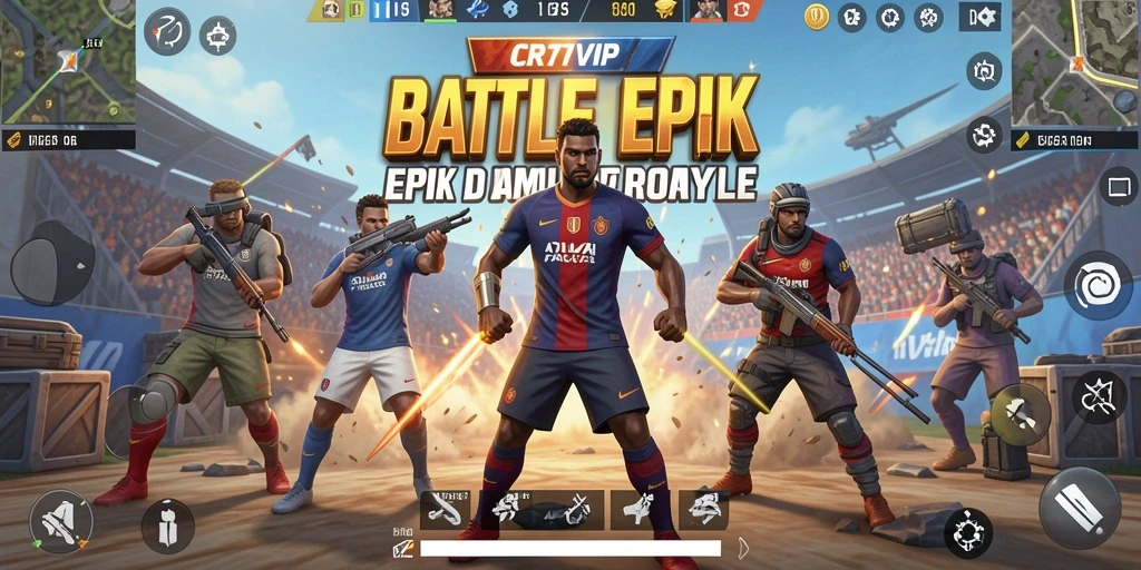 Tampilan aksi mendebarkan dari gameplay CR7VIP Battle Royale.