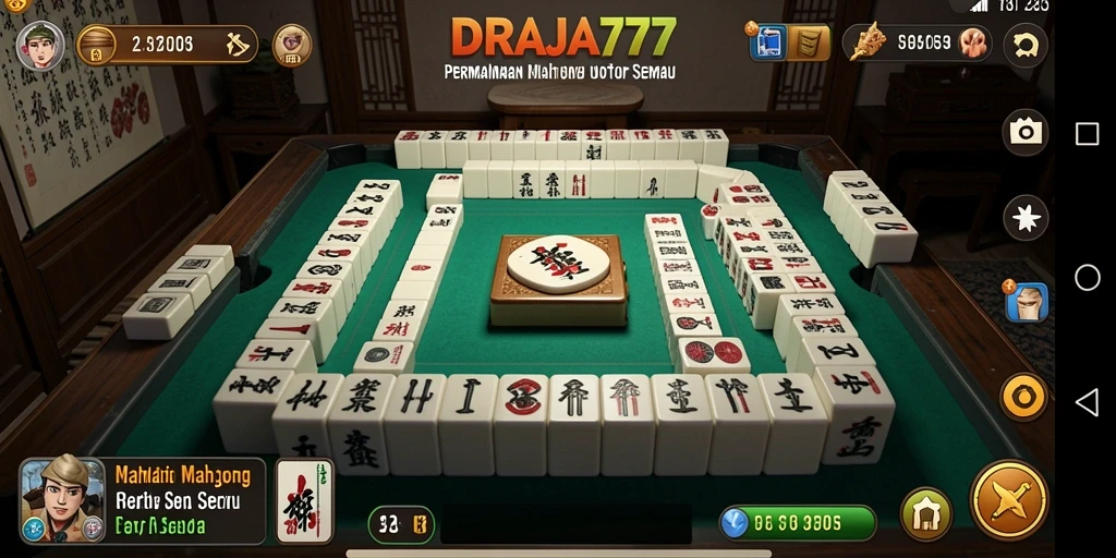 Screenshot gameplay Mahjong DRAJA777 menunjukkan kompetisi yang mendebarkan.
