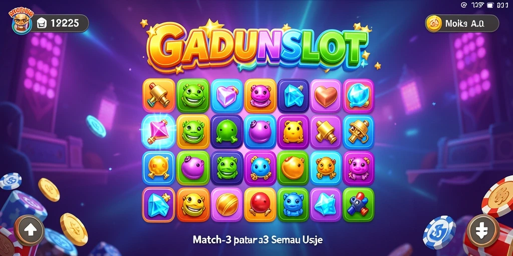 Tampilan menarik dari gameplay Match-3 yang seru dan penuh warna.