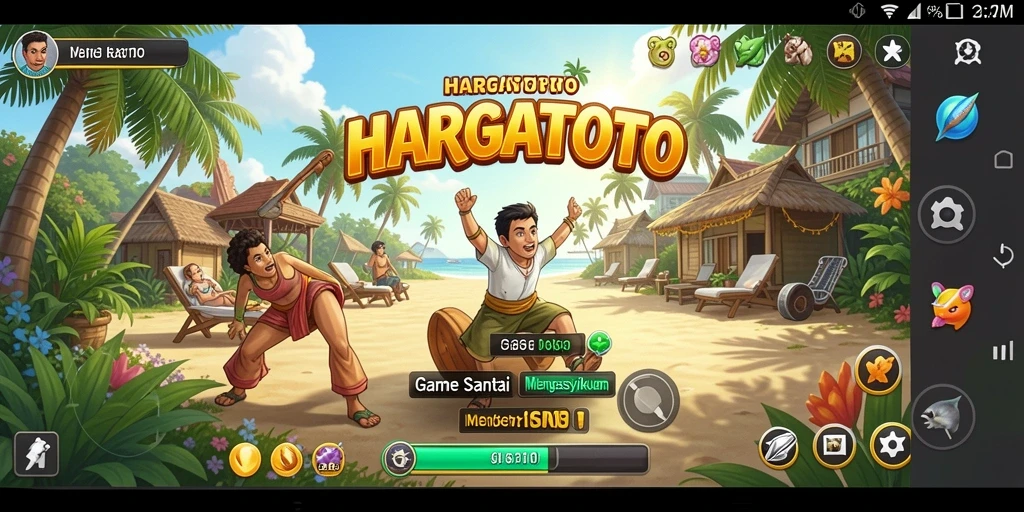 Tampilan gameplay HARGATOTO yang menarik dan penuh warna.