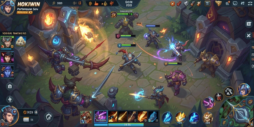 Tampilan seru dari gameplay HOKIWIN di arena pertempuran.