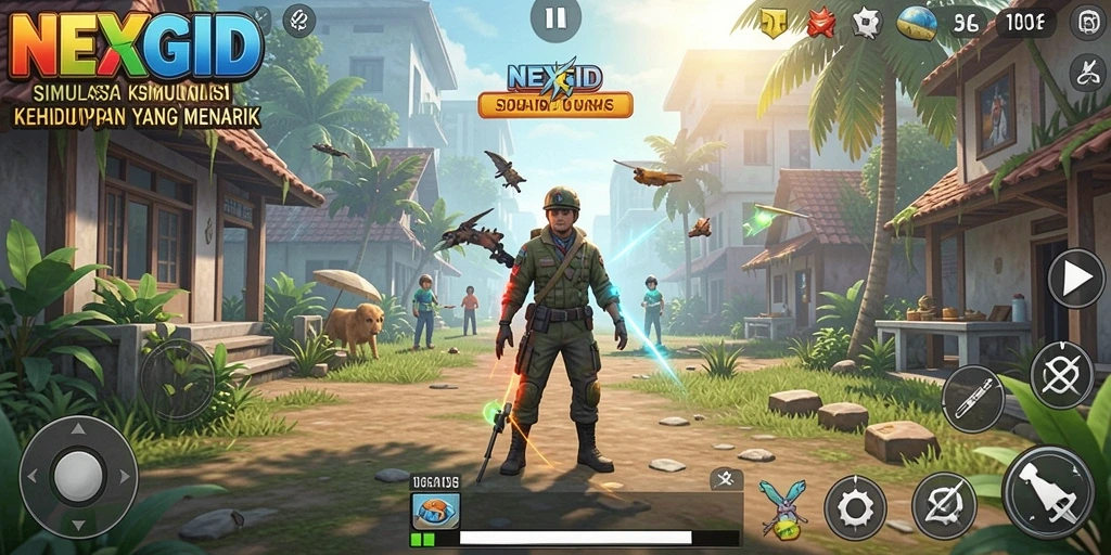 Gameplay menarik NEXGID dengan karakter yang berinteraksi.