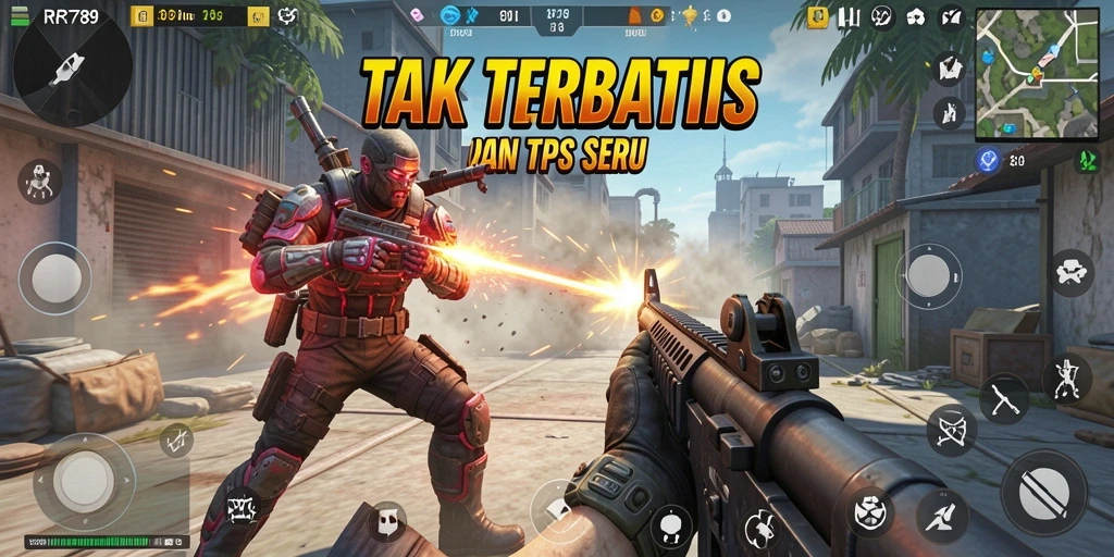 Screenshot menunjukkan aksi menegangkan dalam pertempuran TPS.