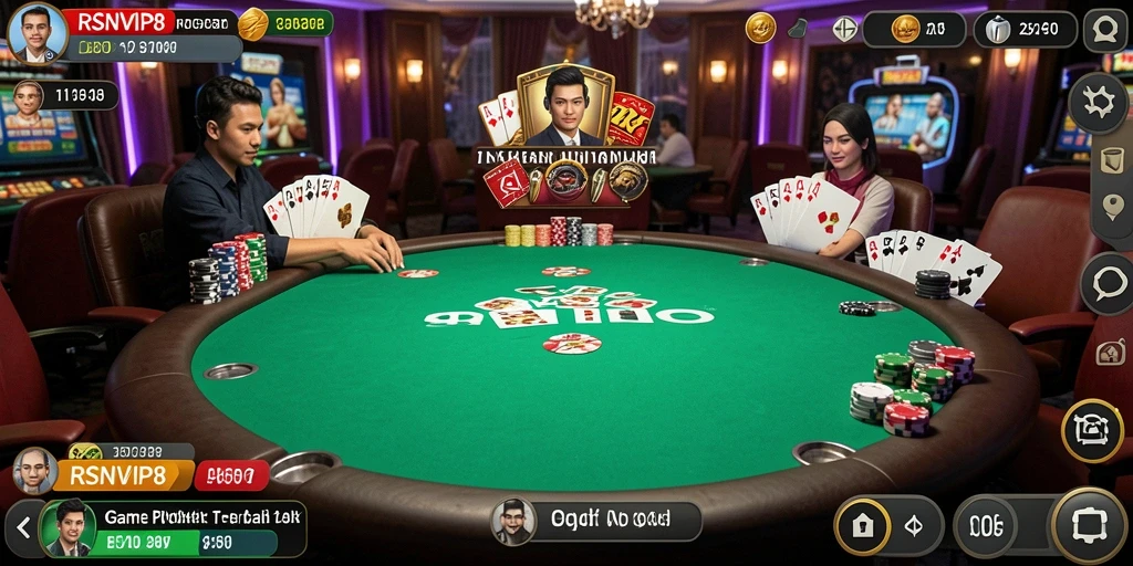Tampilan gameplay Poker yang mendebarkan di RSNVIP8.