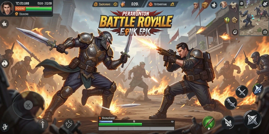 Screenshot menunjukkan aksi seru dalam permainan Battle Royale TO288.