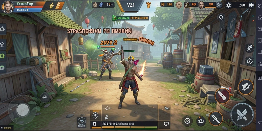 Tampilan gameplay V21 yang menarik saat pertempuran strategi.