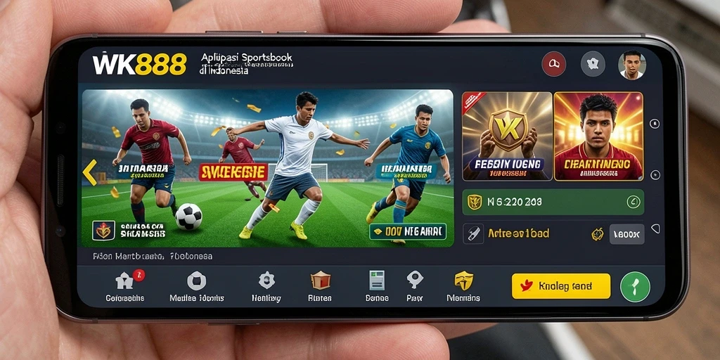 Gambar layar utama WK888 menunjukkan antarmuka Sportsbook yang menarik.