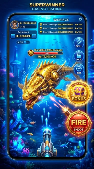 Halaman utama aplikasi superwinner yang intuitif.